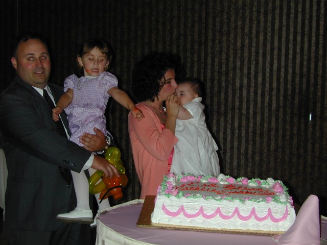 Family at cake