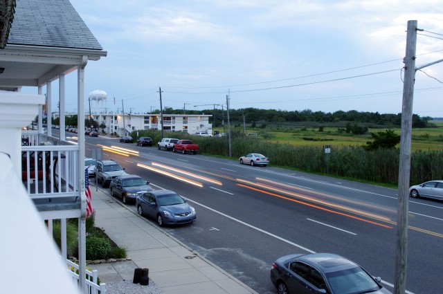 Traffic moving well on West Ave.  Neutral density filter used for light effect. 
