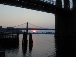 Manhattan Bridge from under the Brooklyn Bridge.  0597
